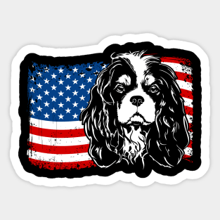 Proud Cavalier King Charles Spaniel American Flag patriotic dog Sticker